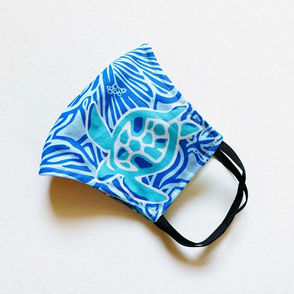 NEW Handmade Blue Turtle Print Face Mask